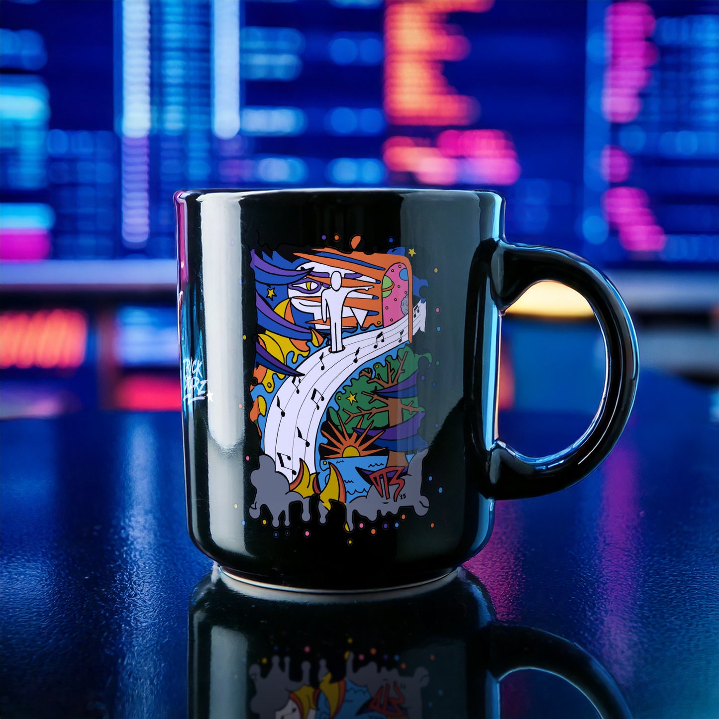 MUSIC · Black Glossy Mug