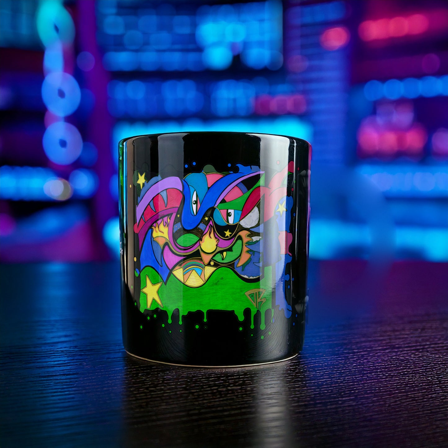 Moon · Black Glossy Mug