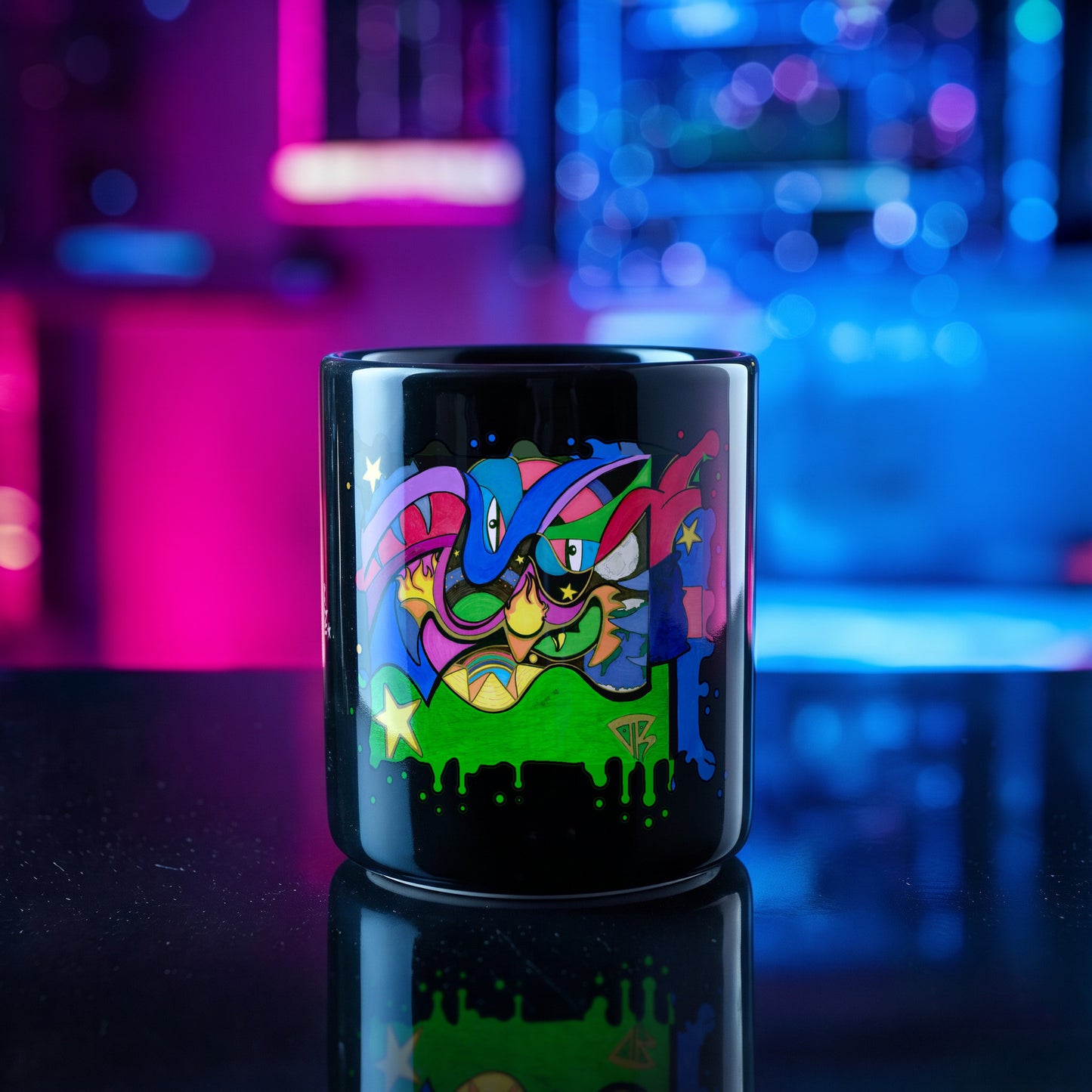 Moon · Black Glossy Mug