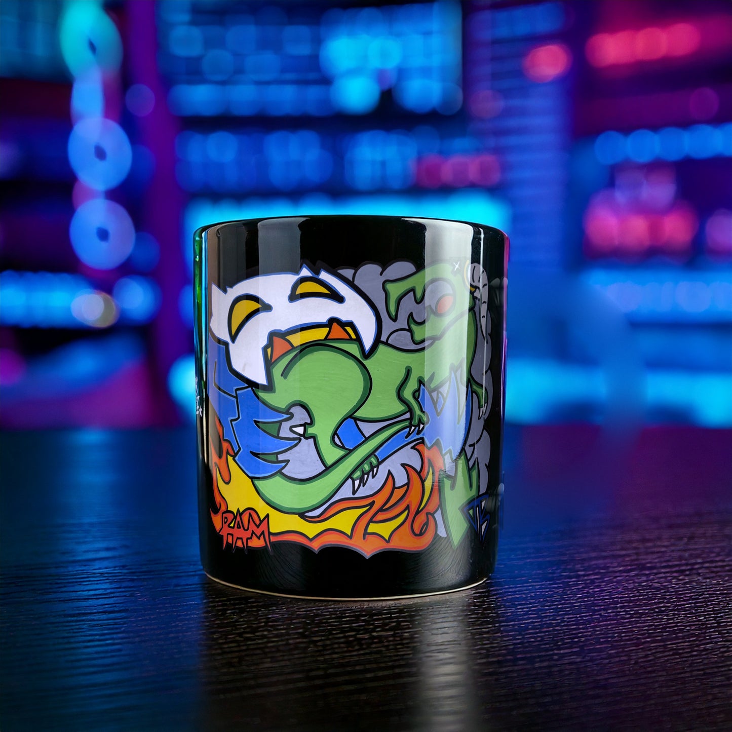 Fire · Black Glossy Mug