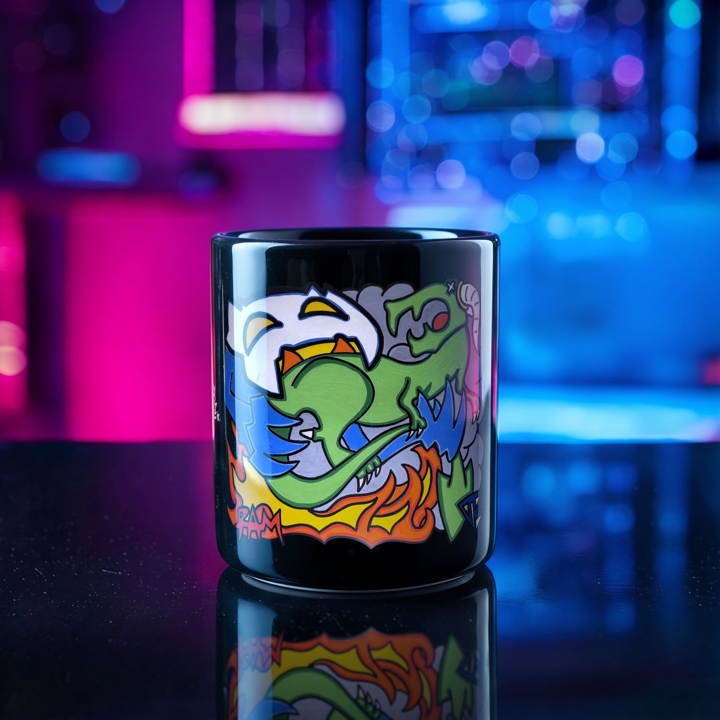 Fire · Black Glossy Mug