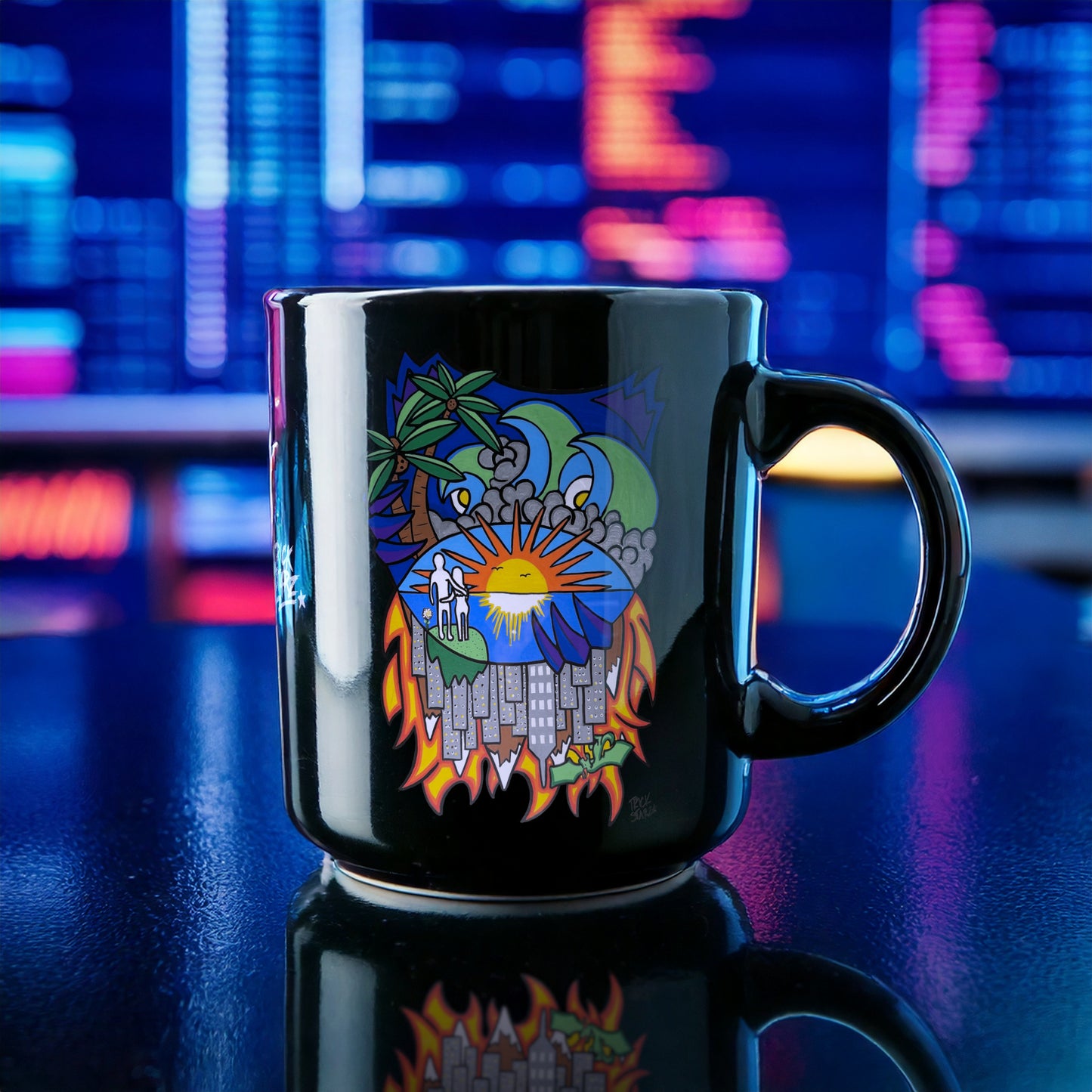 Wave · Black Glossy Mug