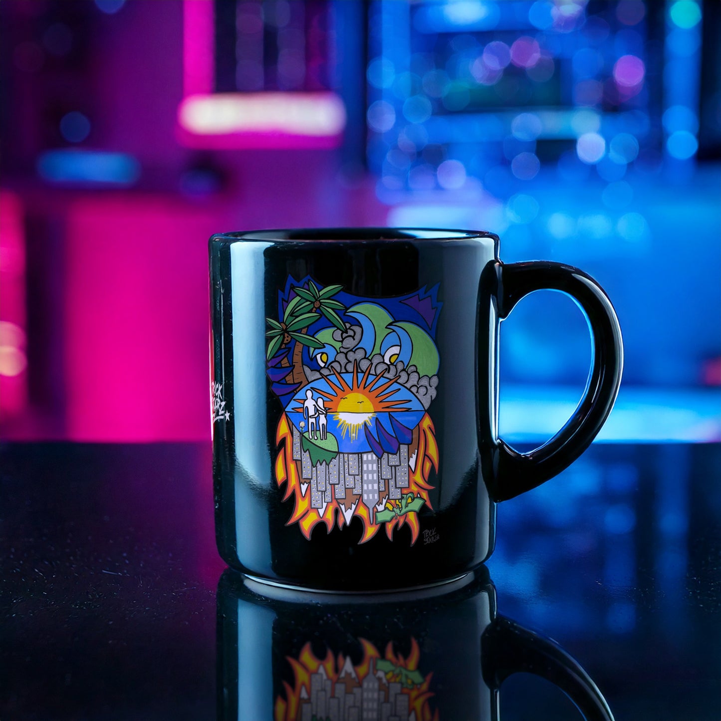 Wave · Black Glossy Mug