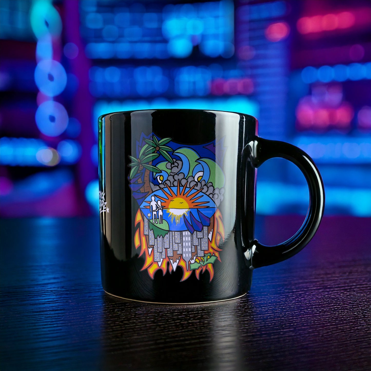 Wave · Black Glossy Mug