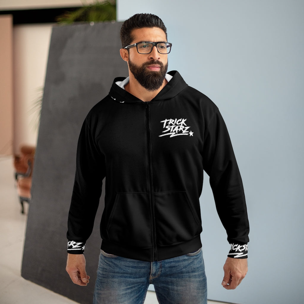 Black Zip-Up Hoodie | Black Hoodie | ZipUp Hoodie | Three Star Studios