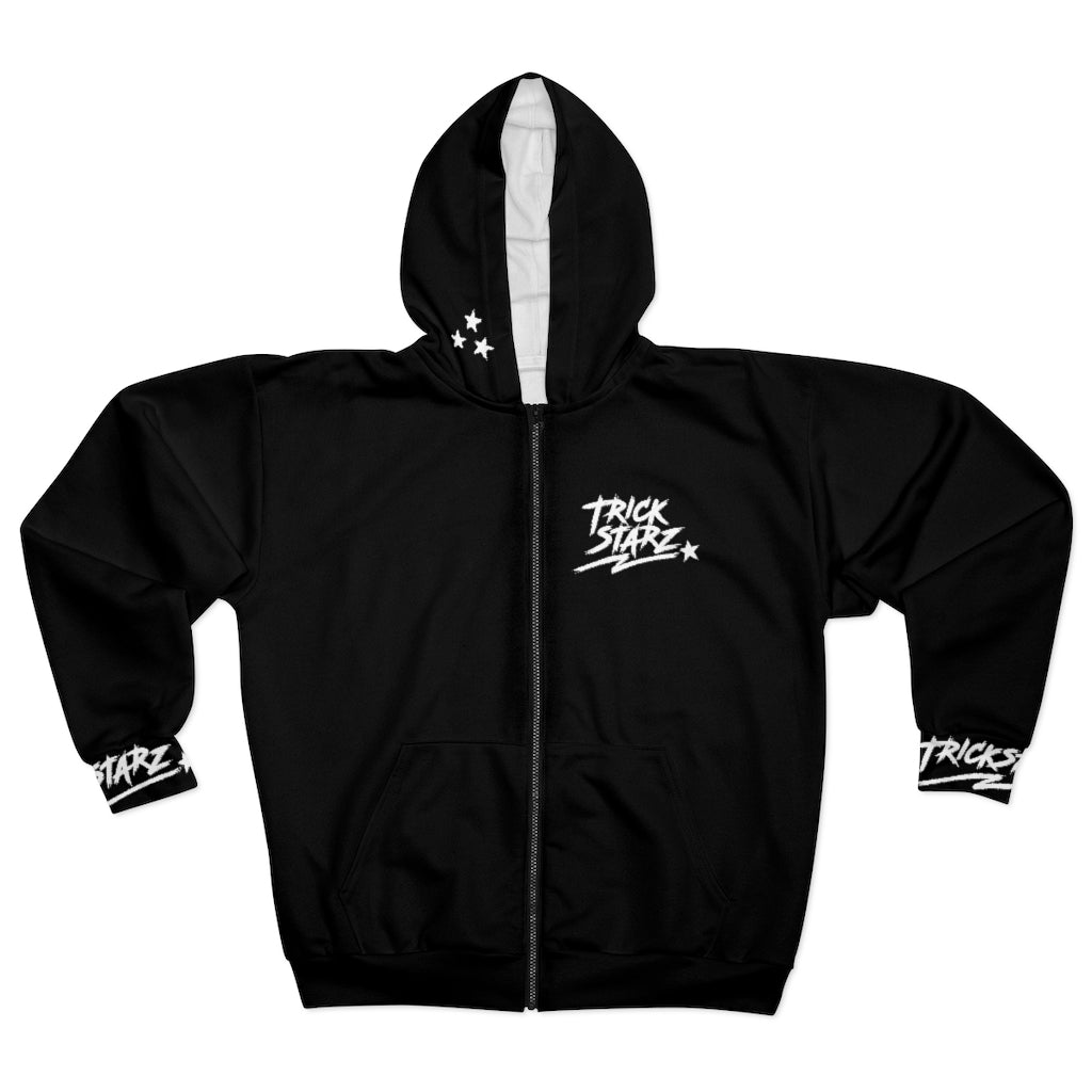 Black Zip-Up Hoodie | Black Hoodie | ZipUp Hoodie | Three